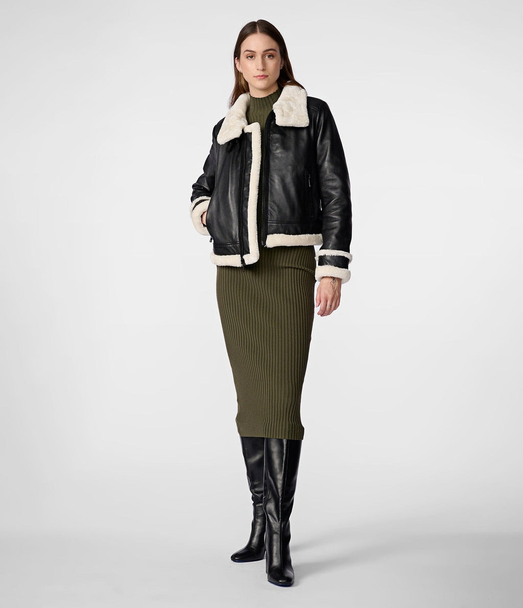 Shearling Bomber Leather Jacket