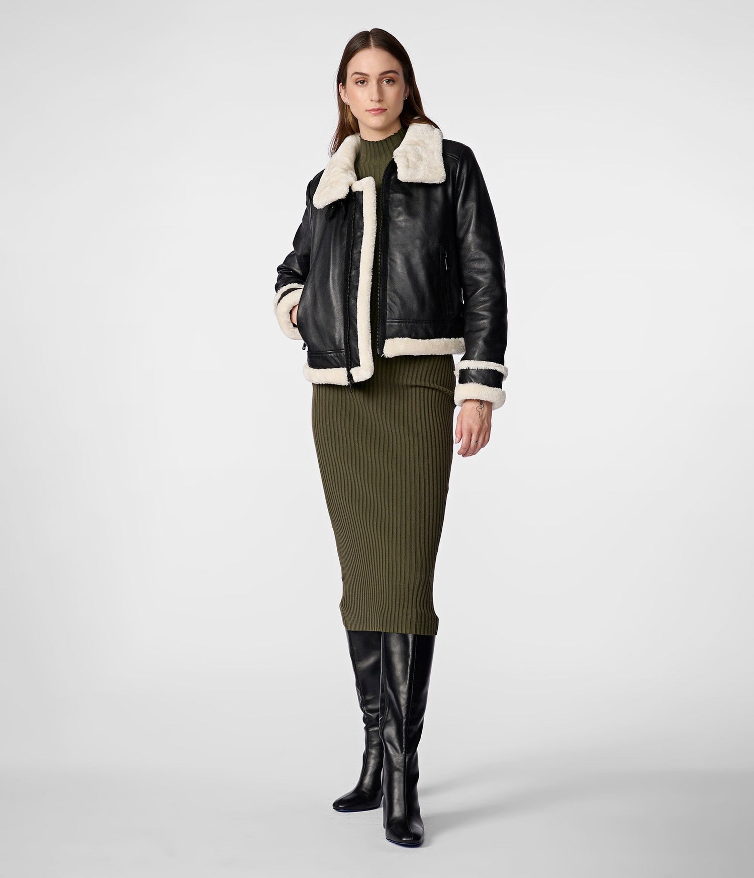 Shearling Bomber Leather Jacket