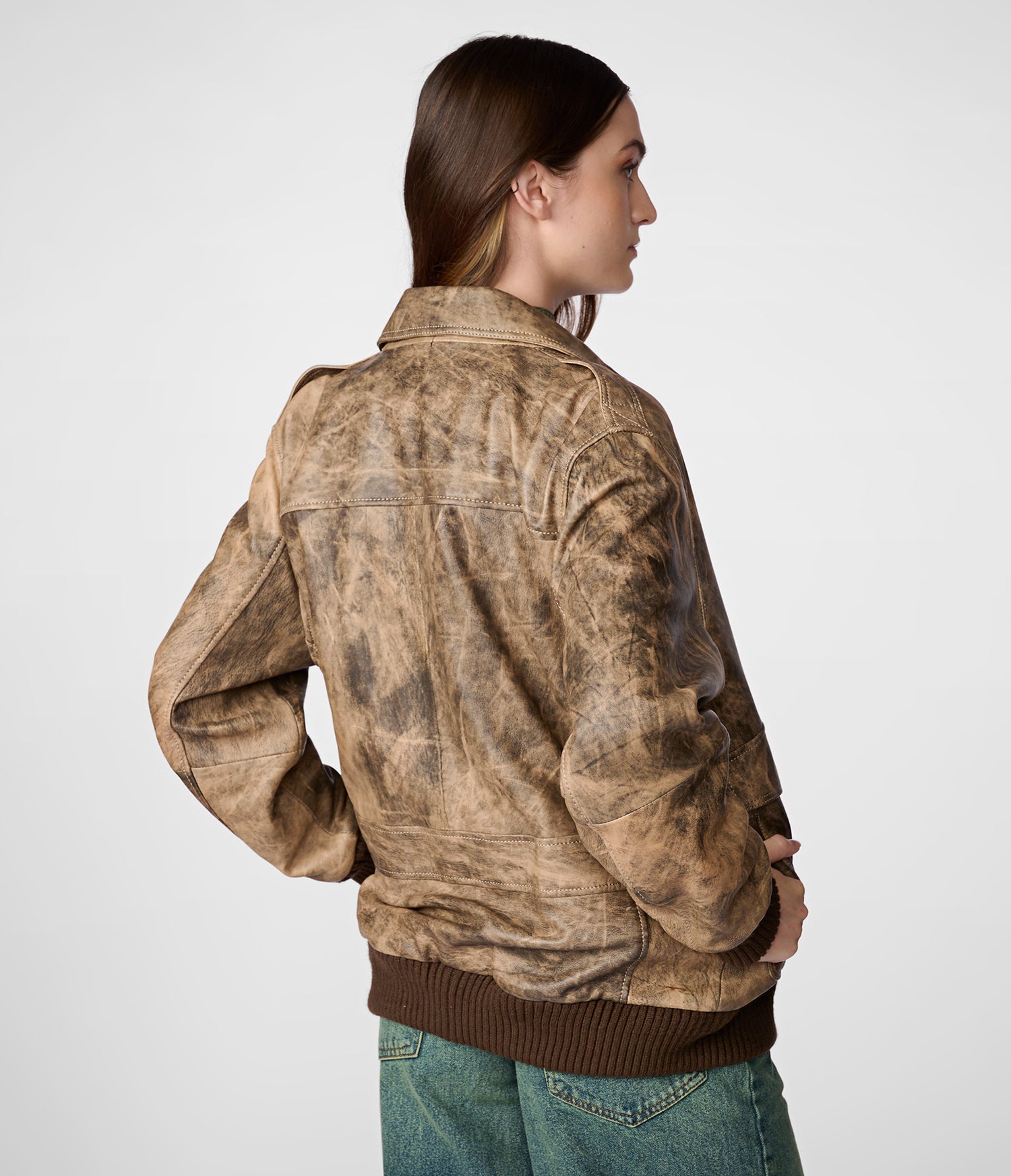 Vintage Oversized Bomber Leather Jacket