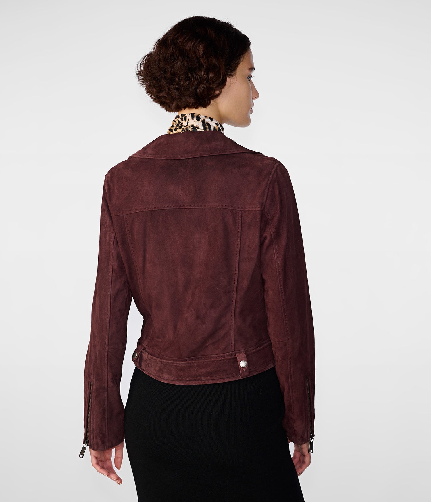 Suede Belted Biker Leather Jacket